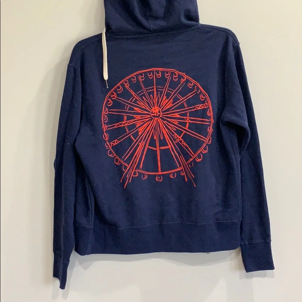 Coachella Navy and Red Print Zip Up Sweatshirt - Picture 2 of 6